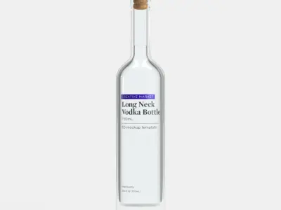 750mL Long Neck Glass Vodka Bottle 3D model
