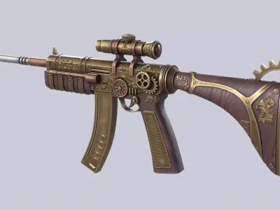 Steampunk gun Low-poly 3D model shop