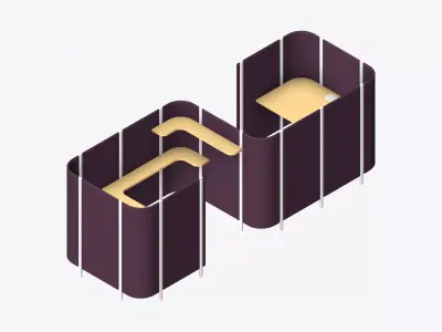 Office Pod - Workspace - Officetec - Back To Back Low-poly 3D model