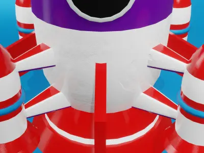 Cartoon Rocket spaceship PBR Textures 3D model