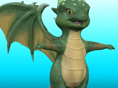 Cute Cartoon Dragon Low-poly 3D model purchase