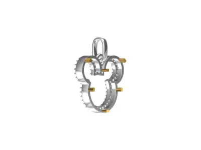 Mickey Mouse Shaped Black Enamel Necklace 3D print model