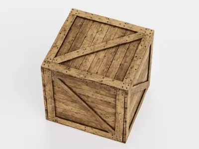 Wooden Crate V3 - Weathered Storage Box 3D model