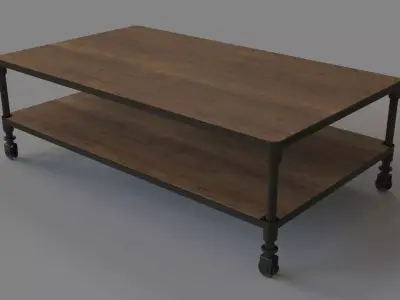 Dutch Industrial Coffee Table And Rust Metal 3D model
