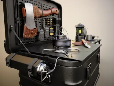 camping equipment Low-poly 3D model purchase