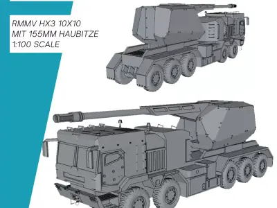 Rmmv HX3 10x10 155mm Haubitze Bundeswehr 3D print model