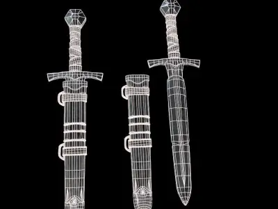 Medival Dagger Low-poly 3D model