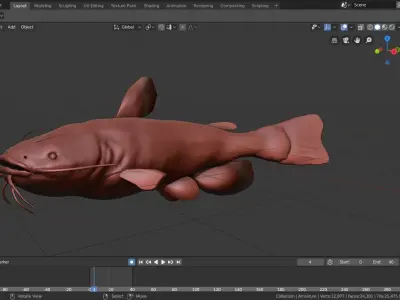high poly catfish 3D model