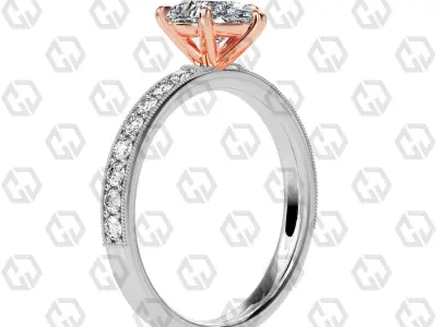 Ring 67 Pear Shape milgrain pave set ring with Gems 3D print model