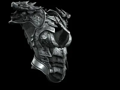Dragon girl body armor Low-poly 3D model