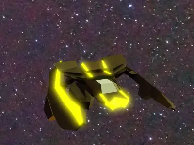 LowPoly SpaceShip flying in sky Low-poly 3D model