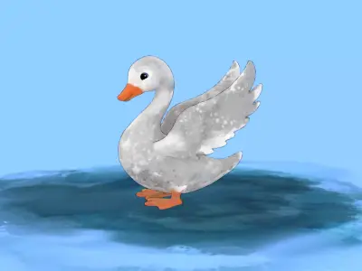 Swan Watercolor Rigged 3D model