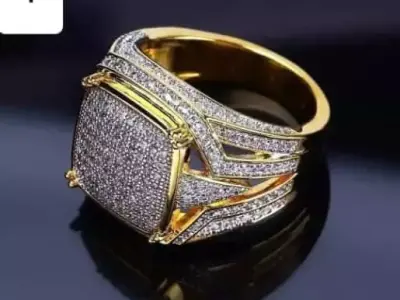  Zircon Rectangle Ring for men 3D print model