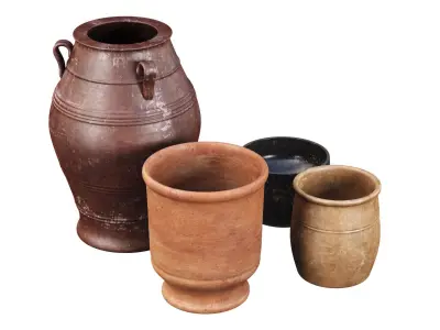 Outdoor Decorative Vases set V2  3D model