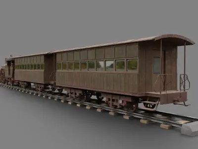 Old abandoned train B2502 3D model