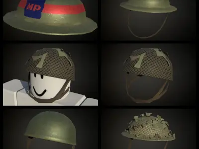 British ww2 helmets officier hats side caps and berets 3D Model Pack
