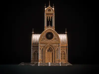GOTHIC MODULAR BUILDING 3 Low-poly 3D model