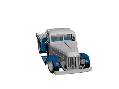 1935 Low Poly Pickup Truck 3D Model Optimized Vintage  Low-poly 3D model