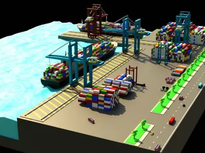 Ship port HT9 Low-poly 3D model