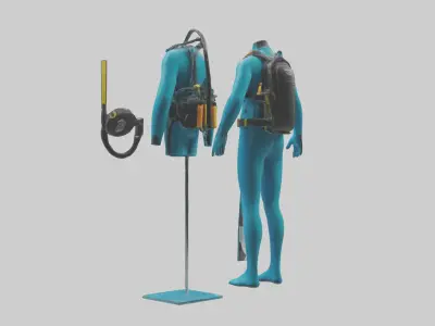 Scuba Diving Equipment model Low-poly 3D model