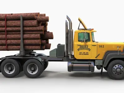 SuperLiner log truck Low-poly 3D model