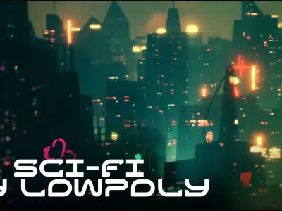 Epic Sci Fi City Realistic Lowpoly Low-poly 3D model