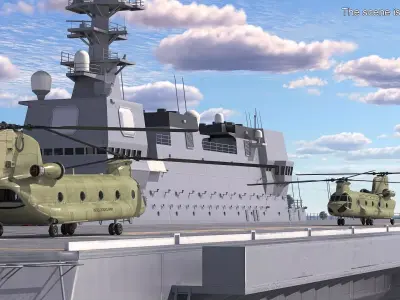 Izumo Class Helicopter Carrier with CH-47 Chinook 3D model