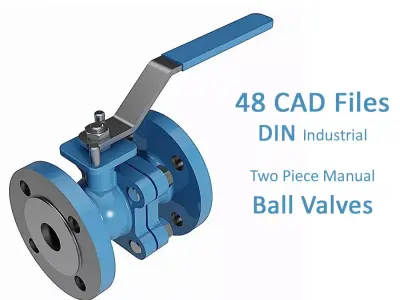 Two Piece Manual Ball Valves - DIN Flanged Ends -  3D model
