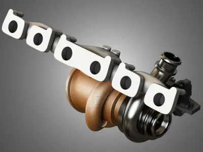 Exhaust Manifold and Turbocharger 3D model