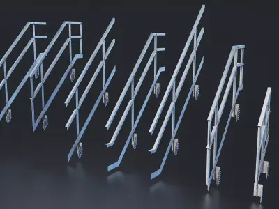 Industrial Metal Staircase Set - 1 Low-poly 3D model
