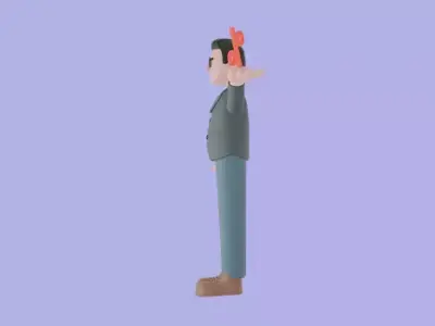 Stylized 3D Male Teacher - Cartoon Man with Percent Symbol 3D model