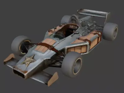 Post-Apocalyptic Sheriff Formula Racer model Low-poly 3D model