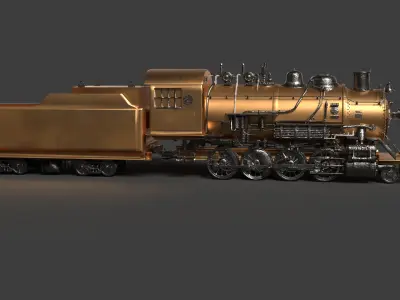 Steam locomotive train   Low-poly 3D model