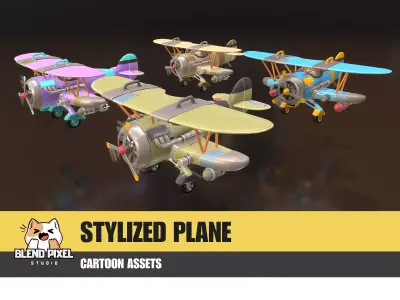 3D Stylized Planes Low-poly 3D model