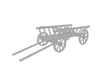 Wagon Wooden Low-poly 3D model