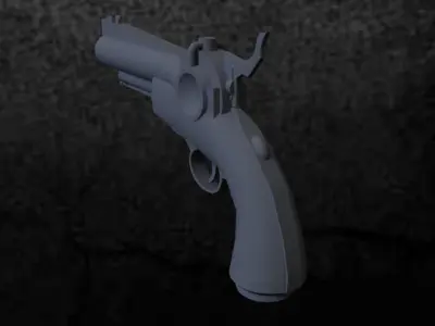 Sci-fi pistol Low-poly 3D model 8