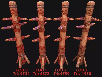 Medieval Punching Dummy Training Furniture Low-poly 3D model