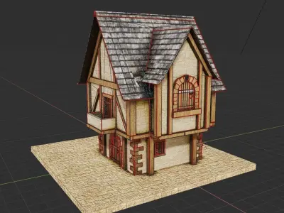 Medieval building with pbr textures Low-poly 3D model