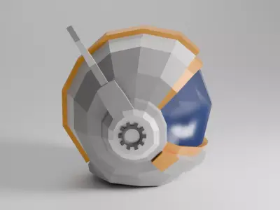 Low-Poly Stylized Astronaut Helmet 3D Model Low-poly 3D model