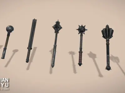 Ancient War Weapons Low-poly 3D model