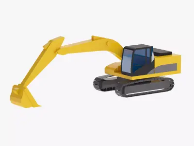 Excavator Earthmoving 336D Simplified Low-poly 3D model