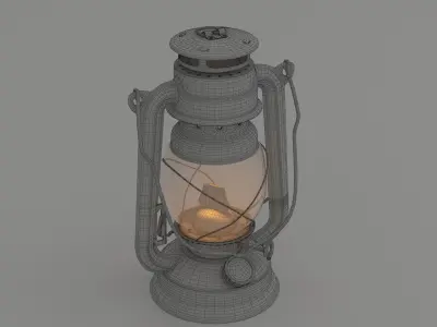 Vintage oil lamp blue 3D model