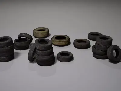 Tire Pack Low-poly 3D model