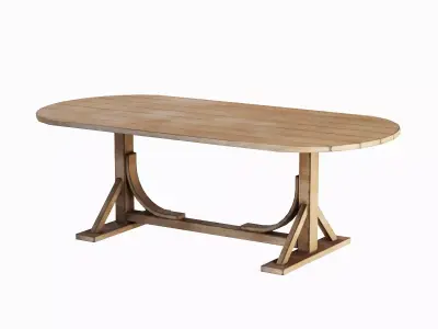 Medieval Wooden Tavern Table 05 Low-poly 3D model