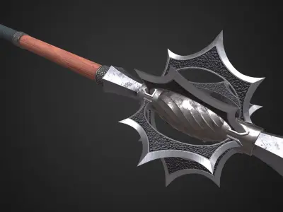 Medieval mace Low-poly 3D model 7