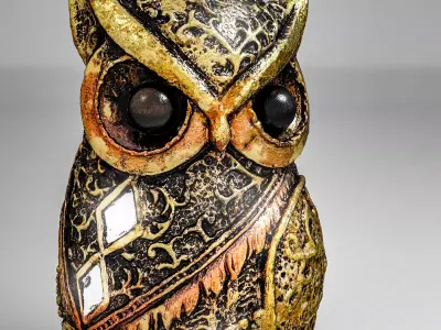 Owl statue Low-poly 3D model