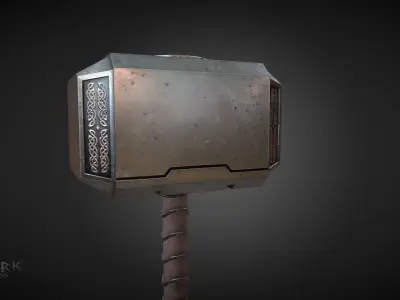 Mjolnir Thors Hammer Low-poly 3D model