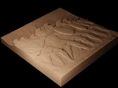 Army Marching CNC 3d Print High Relief Sand Casting 3D print model
