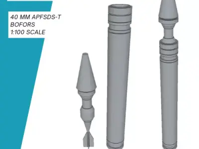 40 mm APFSDS-T Ammunition Bofors Foersvarsmakten NATO 3D print model