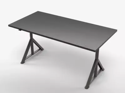 Modern Industrial Wooden Desk with Adjustable Workshop Stool  3D model